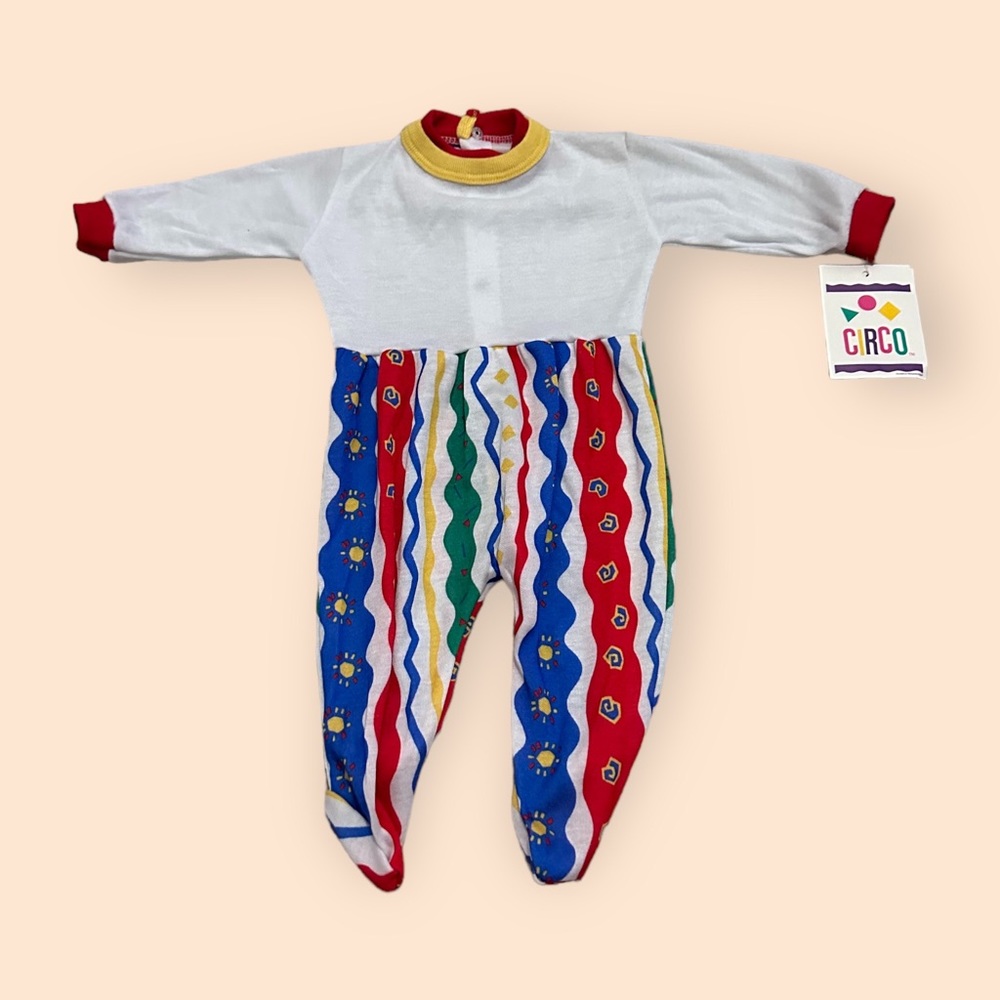 Vintage NWT Circo Multicolor Striped Baby Jumpsuit Newborn 0-12 lb